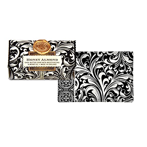 Michel Design Works Triple-milled and Handmade Large Bath Soap Bar, Honey Almond Scent and Design with Shea Butter, Long Lasting 8.7oz Bar