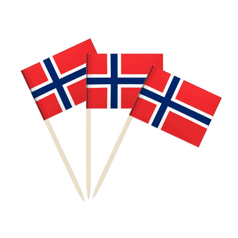 Norway Flag Norwegian Toothpick Flags, 100 pack.
