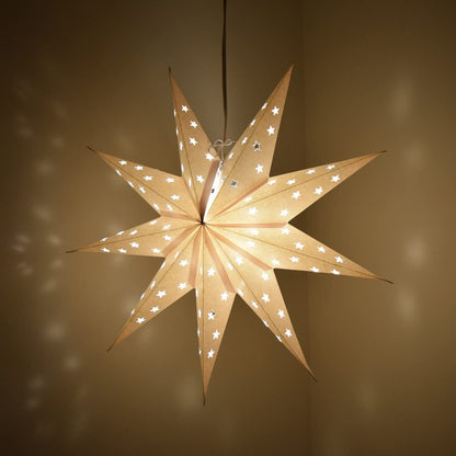 9 Pointed White Paper Star Lantern with 12 Foot Power Cord Included