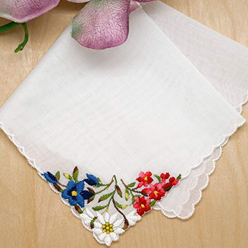 Switzerland Made Floral Wedding Something Blue Handkerchief Embroidery Heirloom Cotton Ladies