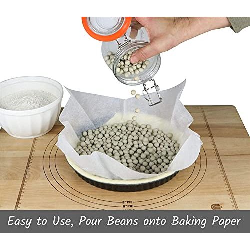 Muldale Baking Beans Ceramic - 1.55lb with Reusable Glass Jar with Lid - Pie Weights for Baking Food - Baking Accessory for Pie Crusts and Tarts - A Fabulous Bake Every Time - No Soggy Bottoms.