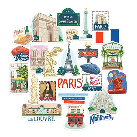 Paris City Travel Stickers (25 Pieces).