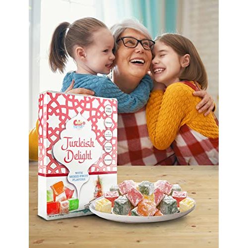 Turkish Delight with Assorted Fruit Flavors (8.8 oz).
