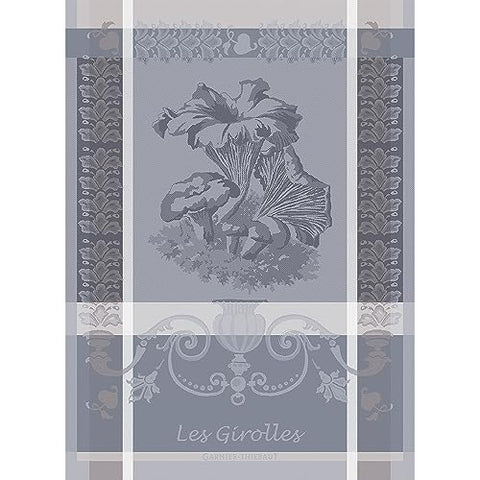 Garnier Thiebaut French Jacquard Kitchen Towel 100% Cotton Vegetables Collection (Les Girolles Anthracite).