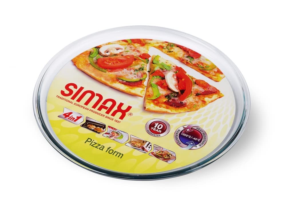 Simax Glass Pizza Pan for Oven, Borosilicate Glass Pizza Tray for Oven, 12.5 Inch Pizza Pans, Pizza Plates, Pizza Tray Oven Pan, Round Pizza Pans Baking Sheet, Non Stick Pizza Pan 12.5 Inch