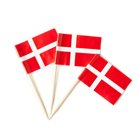 Denmark Flag Danish Dane Small Toothpick Mini Cupcake Flags Decorations (100 pcs).