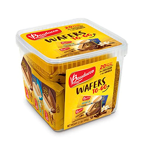 Bauducco Chocolate & Vanilla Wafer Cookies - Convenient Single Serve Wafer Cookies With 3 Layers of Cream - Delicious Sweet Snack on the go or Dessert 28.2oz (Pack of 20).