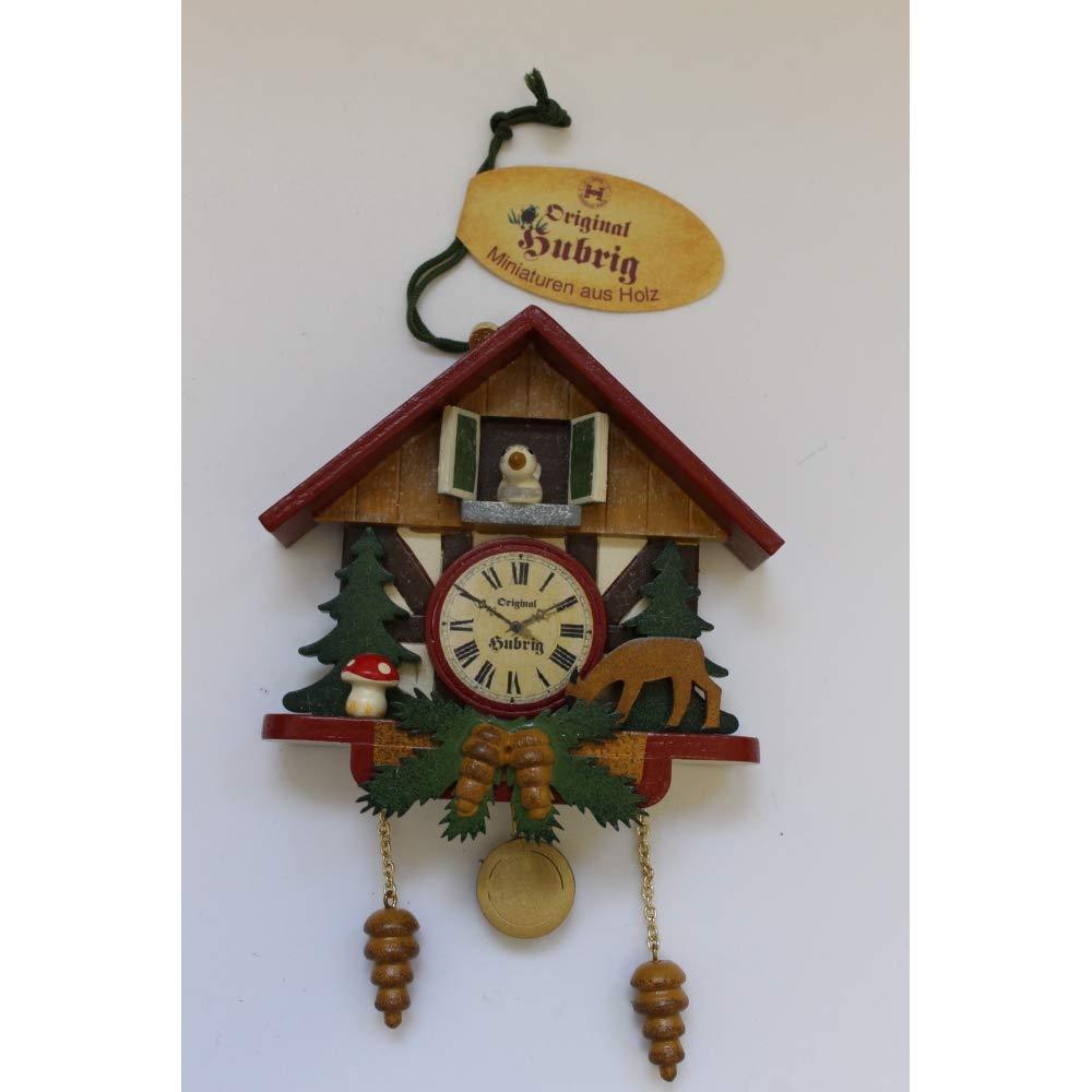 Authentic German Erzgebirge Handcraft Tree Ornaments Tree Ornament Cuckoo Clock Forest - 10cm / 3,9inch - Hubrig Volkskunst