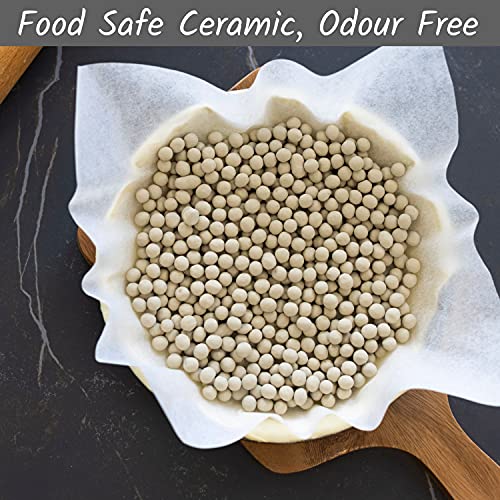 Muldale Baking Beans Ceramic - 1.55lb with Reusable Glass Jar with Lid - Pie Weights for Baking Food - Baking Accessory for Pie Crusts and Tarts - A Fabulous Bake Every Time - No Soggy Bottoms.