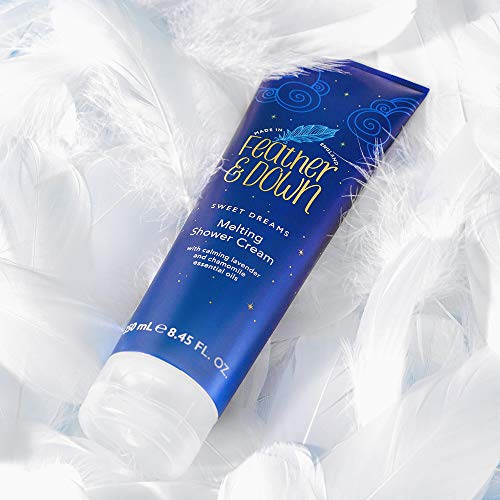 Feather & Down Sweet Dream Melting Shower Cream (250ml) - With Calming Lavender & Chamomile Essential Oils. Cruelty Free. Vegan Friendly. Natural Extracts.