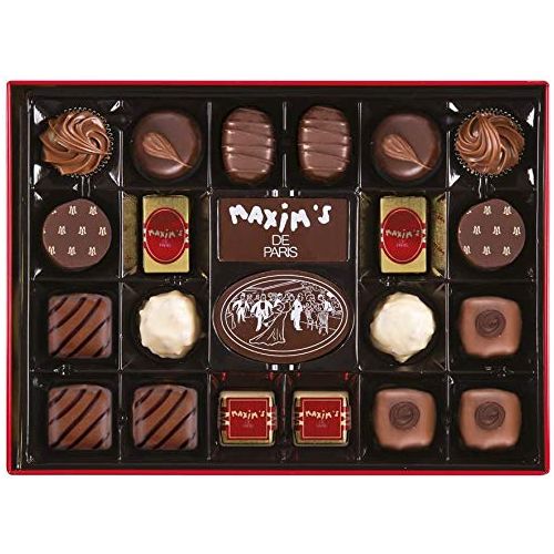 Maxim's de Paris Fine French Imported Chocolate | 22pc 215g Metal Box Assortment of Dark, Milk and White Chocolates from France
