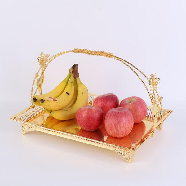 Cabilock Countertop Fruit Basket Bowl Vegetable Tray Iron Handle Fruit Basket European Style Metal Snack Serving Plate Nuts Bread Storage Tray Vintage Containers Dish Candy Holder.