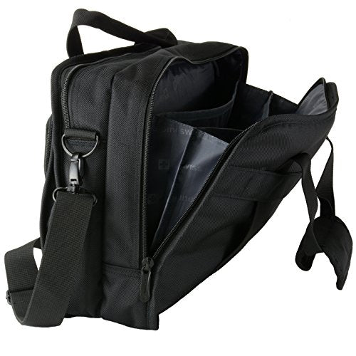 Alpine Swiss Conrad Messenger Bag 15.6 Inch Laptop Briefcase with Tablet Sleeve Black.