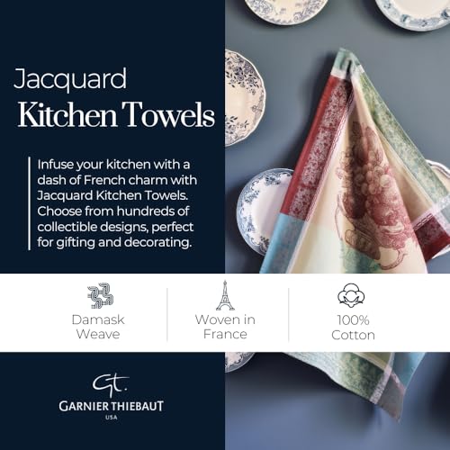 Garnier Thiebaut French Jacquard Kitchen Towel 100% Cotton Fruits Collection (Grenade Rose).