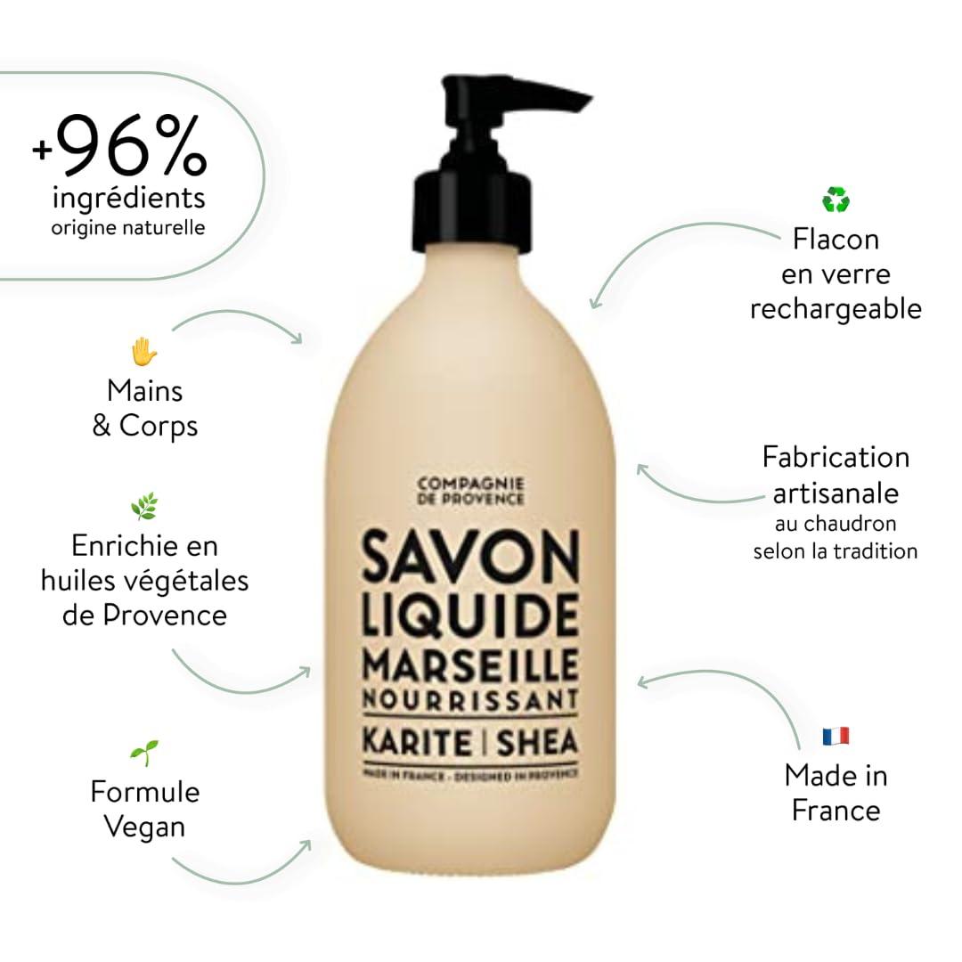 Compagnie de Provence Savon de Marseille Nourishing Liquid Soap, Karite (Shea Butter), 16.7 Fl Oz Refill