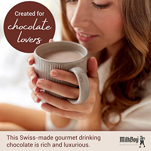 MilkBoy Gourmet Hot Chocolate Mix - Swiss Chocolate Drink for Cold or Hot Cocoa - Kosher, Vegan, and Gluten Free Hot Chocolate Mix Canister With 16 Servings, Rainforest Alliance Certified - 1 lb.