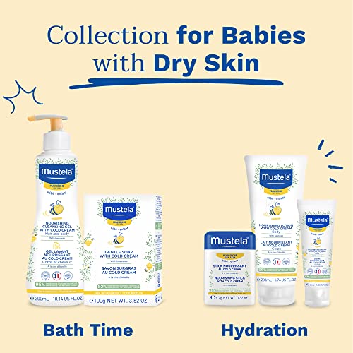 Mustela Baby Dry Skin Bath Time Gift Set - Baby Skin Care Essentials - with Natural Avocado & Cold Cream - 2 Items Set