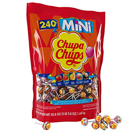 Chupa Chups Mini Candy Lollipops, Variety Pack of 7 Assorted Flavors, Individually Wrapped Suckers for Parties Office Concession Classroom, Pack of 240.
