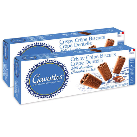 Gavottes French Milk-Chocolate-Covered Mini Crispy Crepes 2 Pack | Ready to eat Crispy Crepes | Gavottes Crispy Crepes From France | Mini Chocolate Covered Crispy Crepes (2 Packs of 18 | 2x3.17oz/90g).