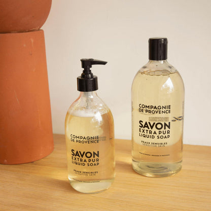 Compagnie de Provence Savon de Marseille Extra Pure Liquid Soap - Sensitive Skin - 10 Fl Oz Plastic Pump Bottle