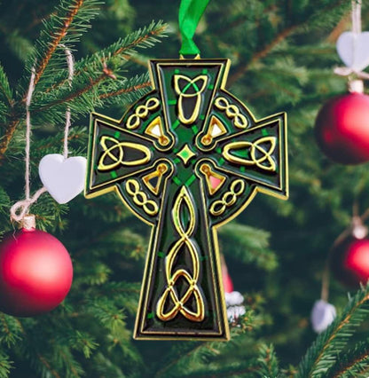 Celtic Cross Irish Christmas Ornament Decoration, 4 1/2 Inch