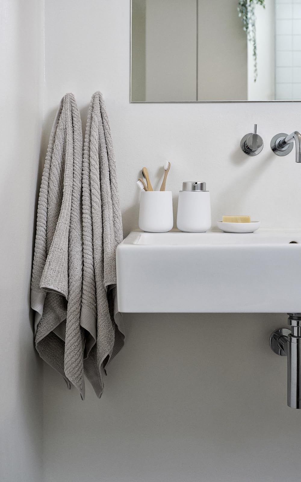 Zone Denmark Luxury &amp; Classic 100% Cotton Towels - Quick Drying Hand, Bath, and Shower Towels for Ultimate Comfort and Style in Every Touch (Soft Grey)