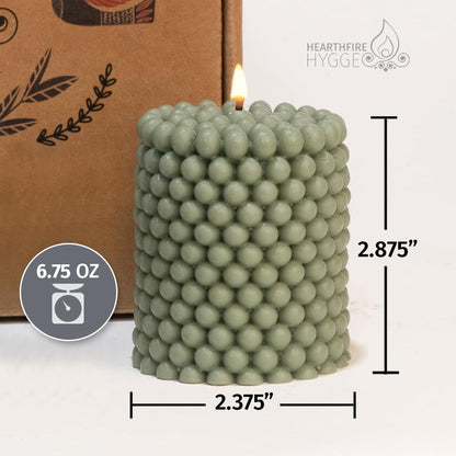 Hearthfire Hygge 4 pcs Bubble Candle Mini Pillar Soy Candle Sets | Unscented Candle Aesthetic | 25-Hr Burn Time Bubble Candles Aesthetic | Trendy Colored Funky Candles | Soy Wax Preppy Candles