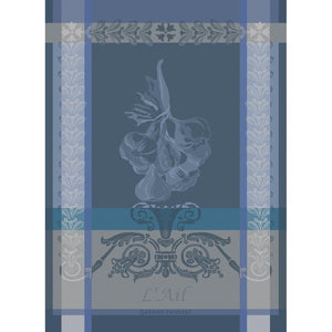 Garnier Thiebaut French Jacquard Kitchen Towel 100% Cotton Vegetables Collection (Ail Blue).