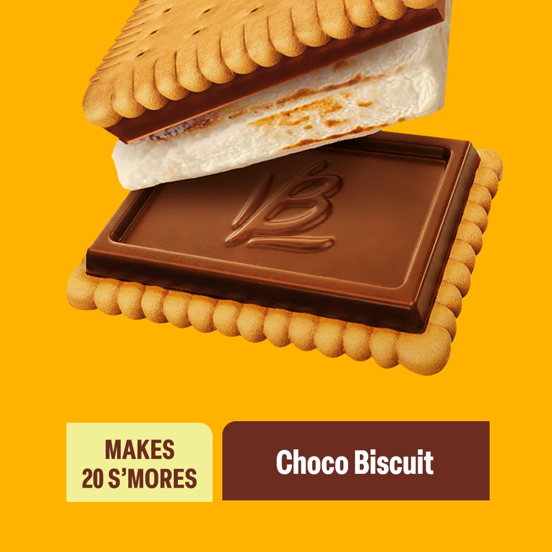 Bauducco Choco Biscuit S`mores Kit – 20 Choco Biscuits packs with 2 cookies, individually wrapped, plus 20 Marshmallows, 16.94 oz (Pack of 20)