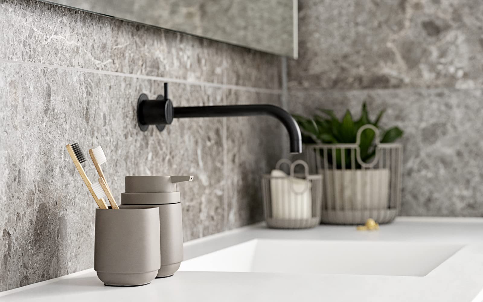 ZONE DENMARK Nova Soap Dispenser - A Fusion of Sleek Design and Durable Material - Elevate Your Bathroom with Sophistication and Practical Elegance. A Stylish and Functional Bathroom Accessory