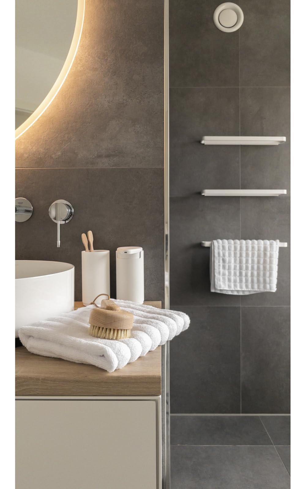 Zone Denmark Rim Towel Rail Upgrade Your Bathroom Contemporary, Space - Saving Solution for Stylishly Organizing Towels with Effortless Elegance and Superior Functionality (White)