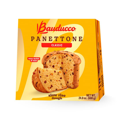 Bauducco Classic Panettone - Moist &amp; Fresh Holiday Cake - Traditional Italian Recipe With Candied Fruit &amp; Raisins 24.0oz (Pack of 1)