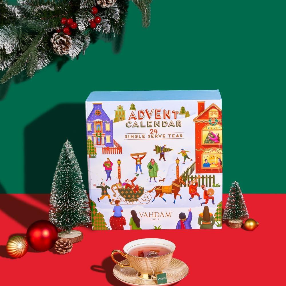 VAHDAM Advent Calendar 2024 Tea Bags (240g/8.47oz) Limited Edition Holiday Gift Box - 24 Flavors, 5 Each | Christmas Advent Calendar 2024 for Adults | Advent Calendar 2024 Adult Women and Men