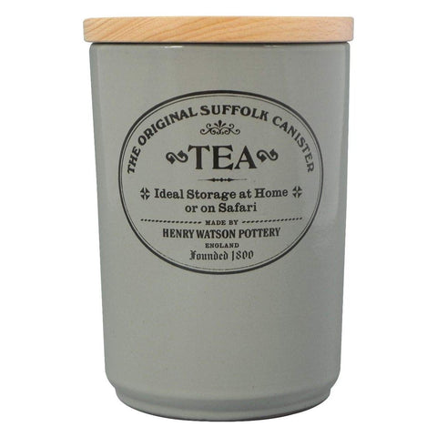 Airtight Tea Canister in Dove Grey by Henry Watson, Made in England.