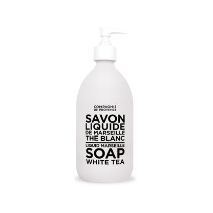 Compagnie de Provence Savon de Marseille Extra Pure Liquid Soap - White Tea - 16.9 Fl Oz Glass Pump Bottle