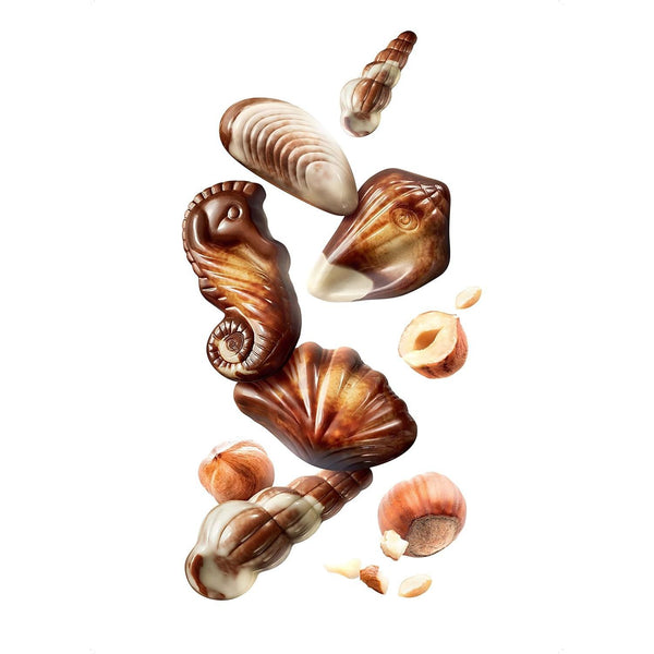 GuyLian Original Belgian Chocolate Seashells 250g Gift Box (Pack of 2): Each Contains Twenty-Two Pieces of Silky Smooth Seashell-Shaped Milk Chocolate with a Creamy Hazelnut Praliné Filling.
