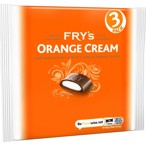 Original Cadbury Fry's Orange Cream Chocolate Bars Pack Imported From The UK England British Chocolate Candy Fry's Orange Cream Chocolate Bar New Edition Multipack 3 x 49g.