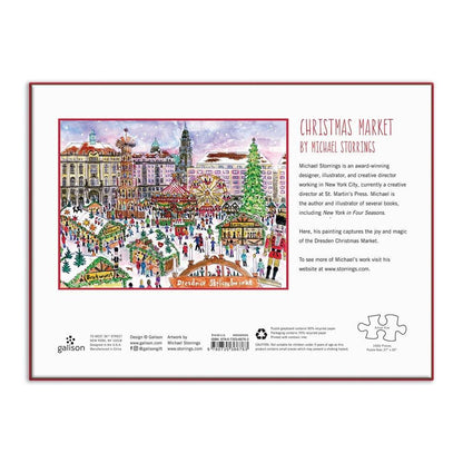 Galison Michael Storrings Christmas Market 1000 Piece Puzzle from Galison - Featuring Beautiful Illustrations of a Festive Snowy Town, 27&quot; x 20&quot;, Makes a Wonderful Gift