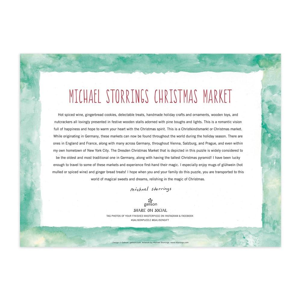 Galison Michael Storrings Christmas Market 1000 Piece Puzzle from Galison - Featuring Beautiful Illustrations of a Festive Snowy Town, 27&quot; x 20&quot;, Makes a Wonderful Gift