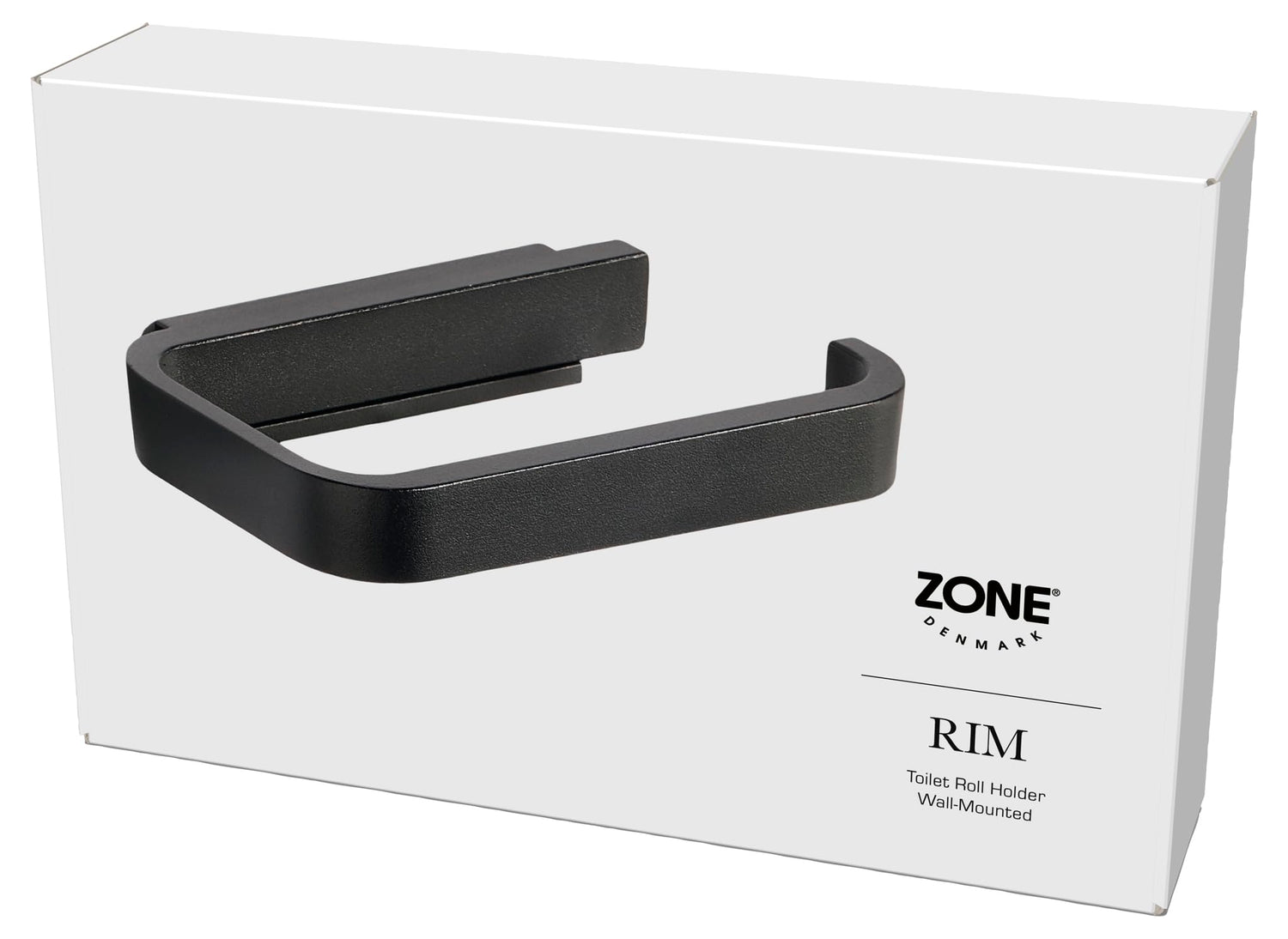 ZONE DENMARK Rim Wall Toilet Paper Holder - A Sleek, Stylish &amp; Modern Accessory | Space-Saving Solution | Keep Your Bathroom Organized and Chic with This (Black)