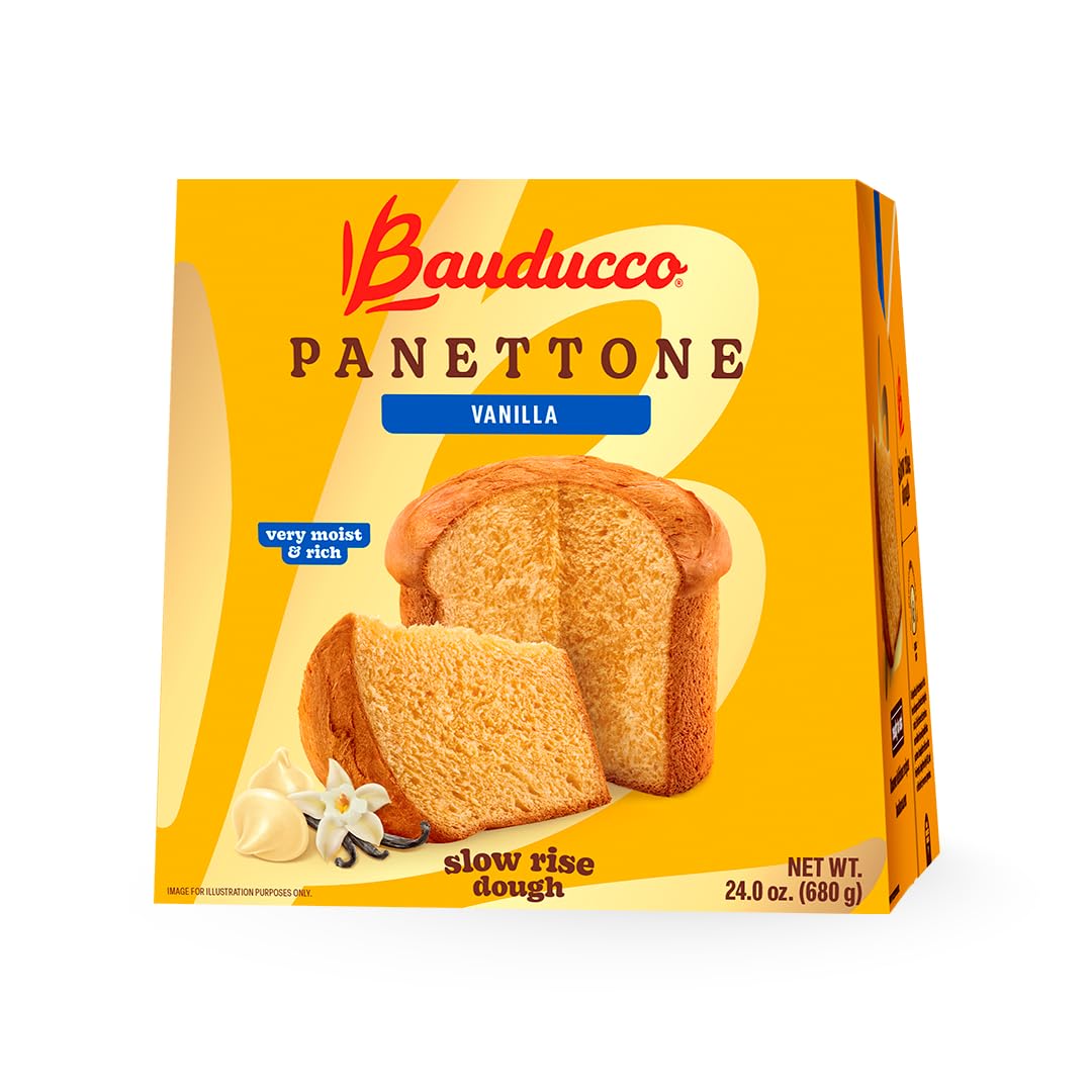 Bauducco Vanilla Panettone, Moist &amp; Fresh, Traditional Italian Recipe, Holiday Cake 24.0oz (Pack of 1)