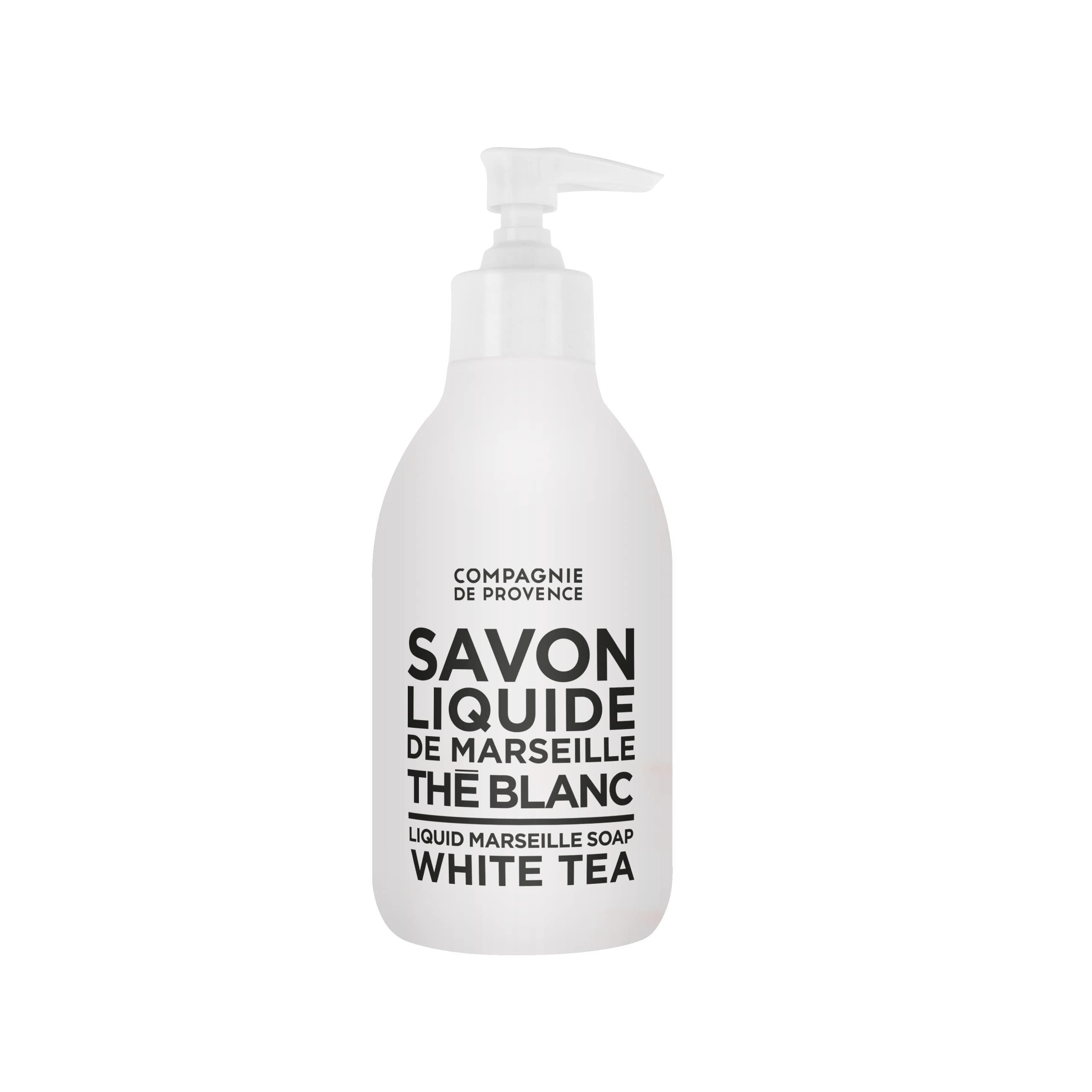 Compagnie de Provence Savon de Marseille Liquid Soap - White Tea - 10 Fl Oz Glass Pump Bottle