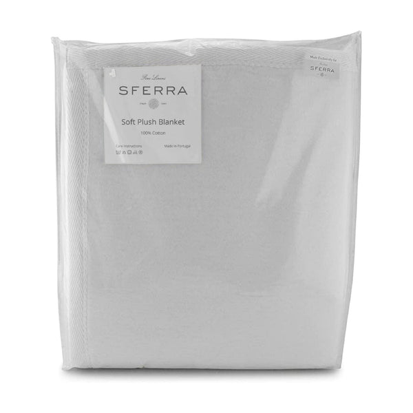 Sferra Luxury Plush Blanket - King - 100% Cotton, Made in Portugal Exclusively Fine Linens.