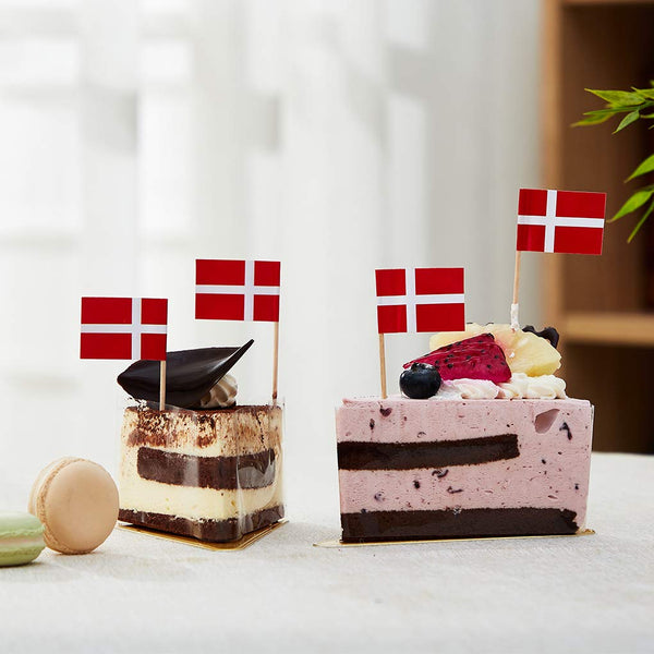 Denmark Flag Danish Dane Small Toothpick Mini Cupcake Flags Decorations (100 pcs).