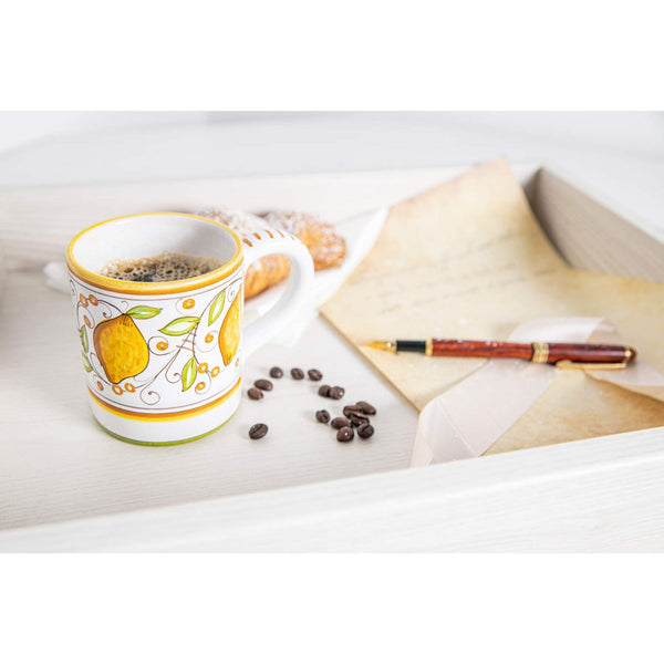 Italian Ceramic Mug Lemons - Hand Made Pottery Coffee Mugs, Lemon Coffee Mug, Pottery Hand Painted Lemons, Painted Mug, Coffee Mugs Made in Italy, Mugs Pottery, Deruta Ceramics