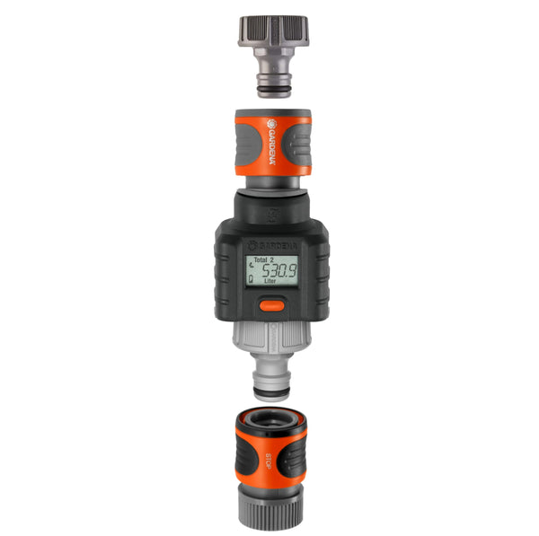GARDENA 9188-U Water Flow Meter - Measure Water Consumption with Ease Black.