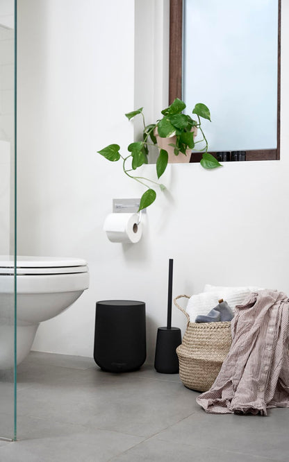 Zone Denmark Nova One Ceramic Toilet Brush | with Brush Holder Soft Touch | Enhance Your Bathroom with a Chic and Practical Duo for Modern Style and Effortless Hygiene - Coating (Black)