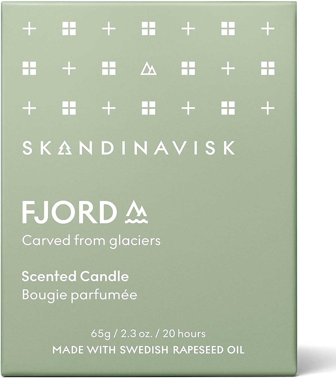 Skandinavisk Fjord Mini Scented Candle. Fragrance Notes: Apple and Pear Blossom, Orchard Fruits and Redcurrants. 2.3 oz.