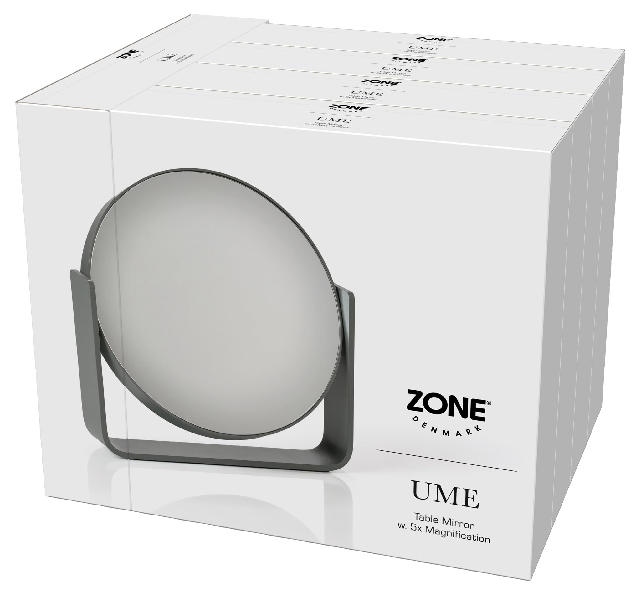 Zone Denmark Ume Table Mirror - Elegant Reflective Accent for Vanity and Tabletop Décor - Grey, 7.68&quot; L x 7.48&quot; W