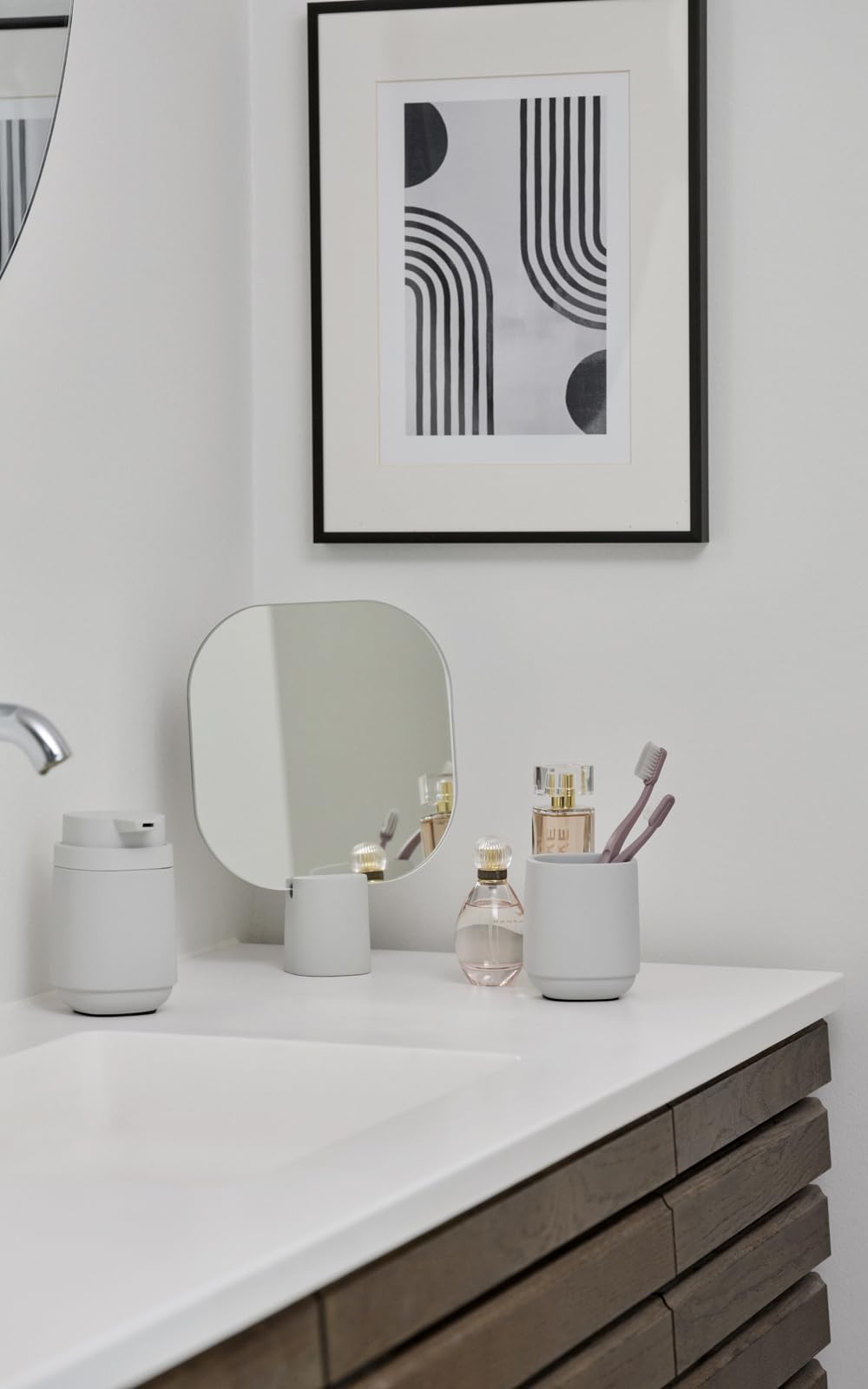 ZONE DENMARK Nova Soap Dispenser - A Fusion of Sleek Design and Durable Material - Elevate Your Bathroom with Sophistication and Practical Elegance. A Stylish and Functional Bathroom Accessory